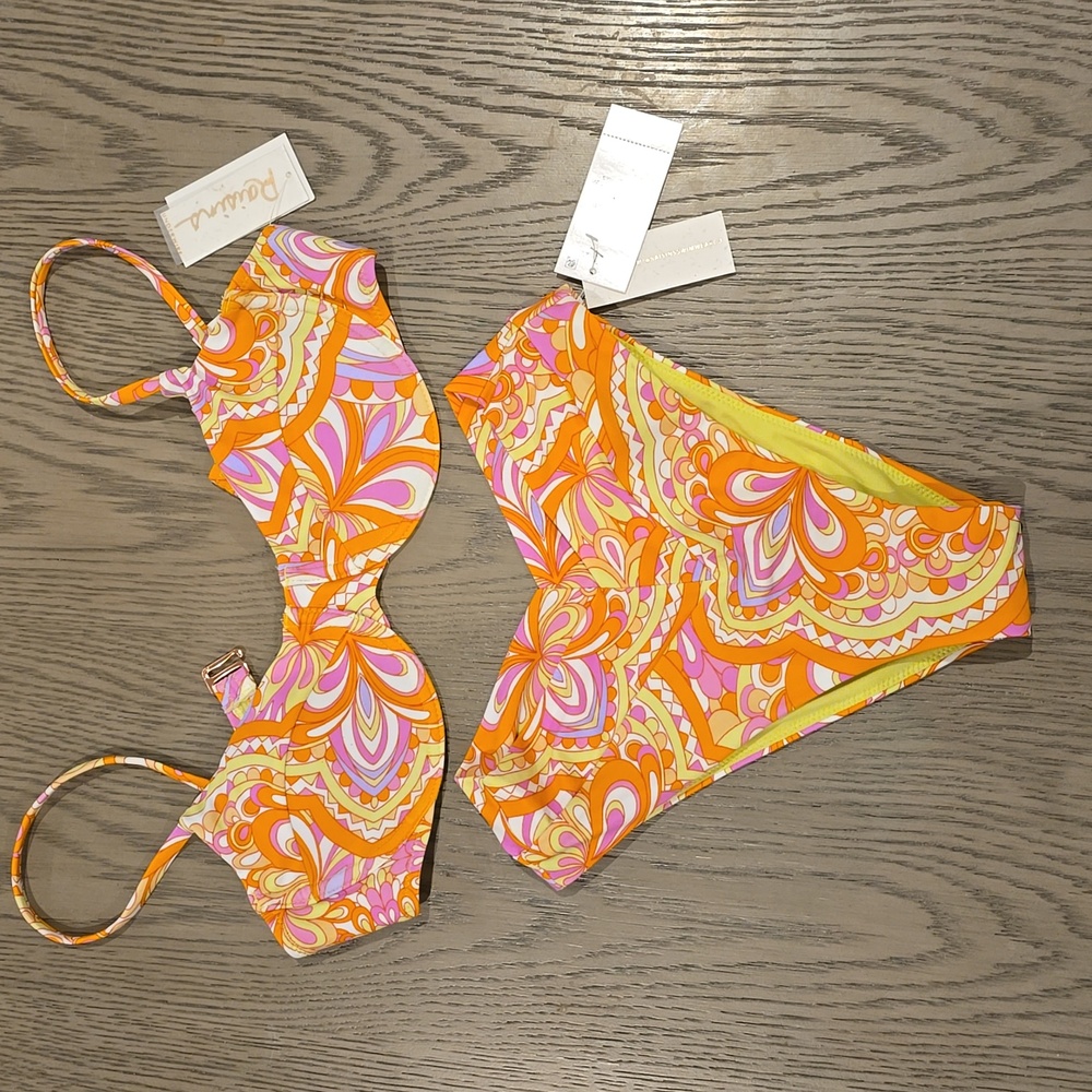 Raisins Orange and Pink Bikini Set